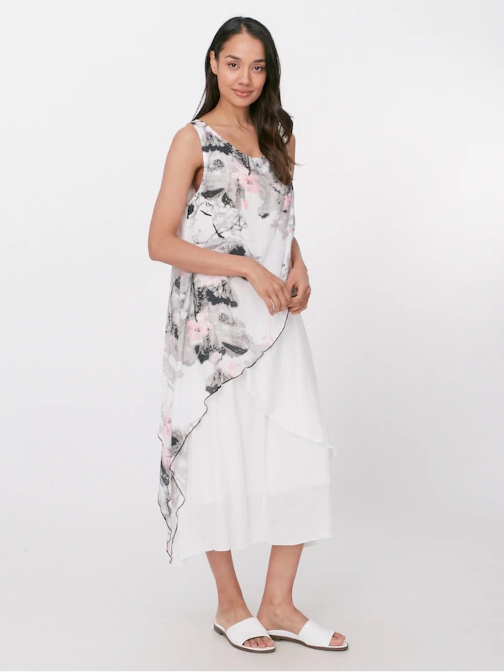Red Coral Layered Flowing Maxi Dress